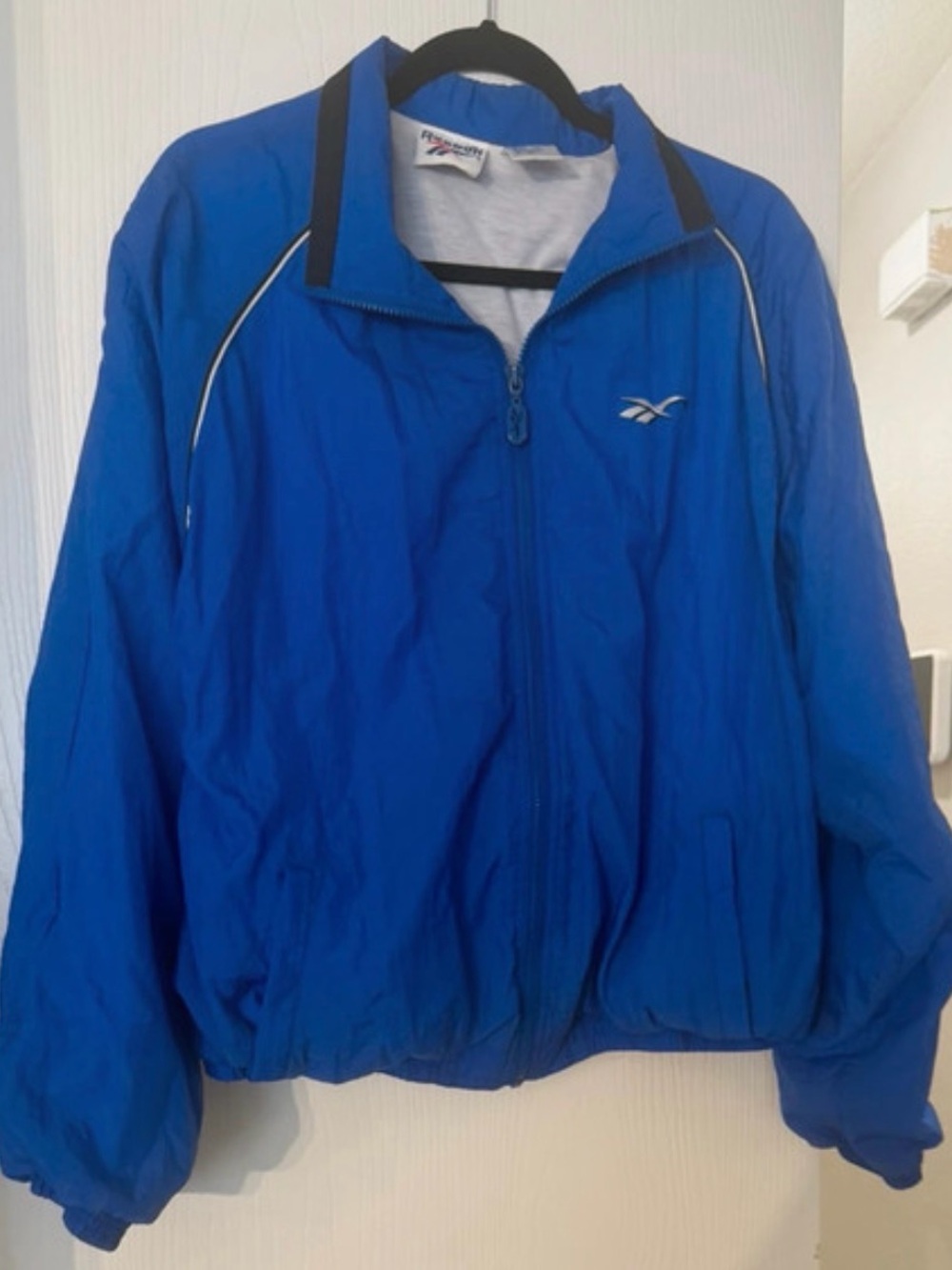 Vintage Reebok Men's Royal Blue Full-Zip Windbreaker Jacket
